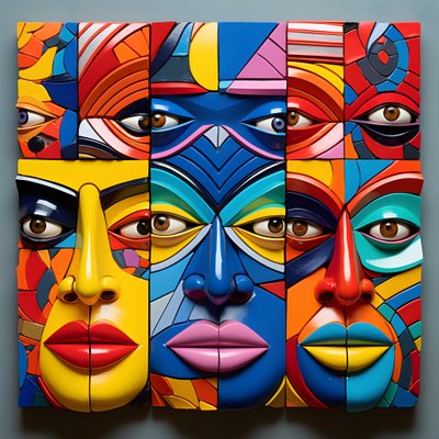 7 colores vivos, 4 máscaras humanas Caras 2 de Kurt Heppke
