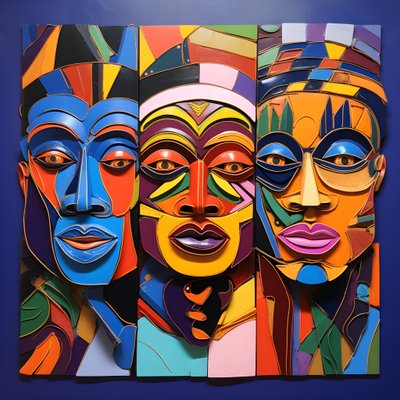 7 colores vivos, 4 máscaras humanas Caras 4 de Kurt Heppke