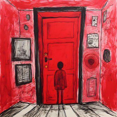 Una niña de 8 años dibuja una puerta roja en su dormitorio 1 de Kurt Heppke