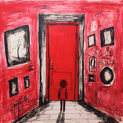 Una niña de 8 años dibuja una puerta roja en su dormitorio 2 de Kurt Heppke