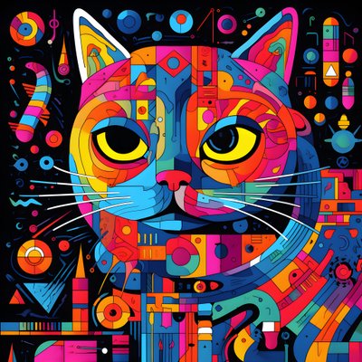 Dibujo abstracto de gato 2 de Kurt Heppke