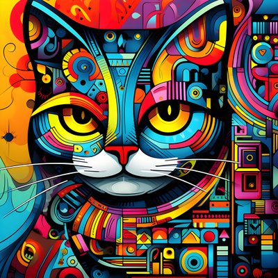 Dibujo abstracto de gato 4 de Kurt Heppke