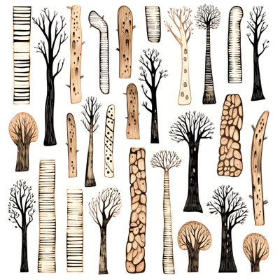 Tronco de árbol secciones, boho clipart, patrón de dibujo boho, tronco boho 2 de Kurt Heppke
