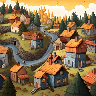 Dibujo de casas en estilo cartoon 3 de Kurt Heppke