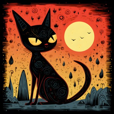 Dibujos animados Esfinge caprichosa Gato 2 de Kurt Heppke