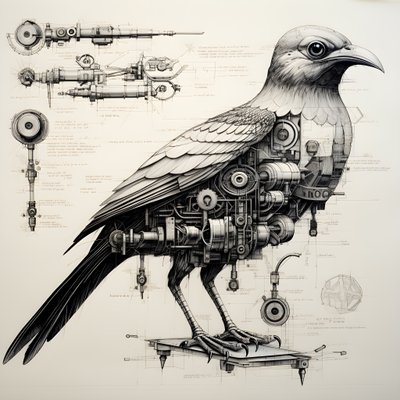 Planos del pájaro mecánico de vapor de Da vinci 1 de Kurt Heppke