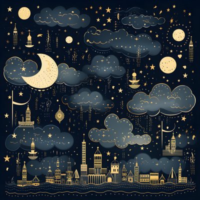 Esta es una colección de ilustración aislada fantasía de los elementos del cielo 2 de Kurt Heppke