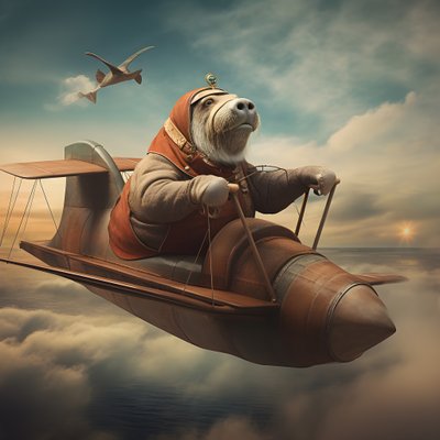 Una morsa pilota un avión 1 de Kurt Heppke