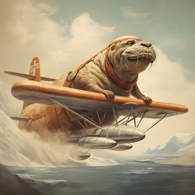 Una morsa pilota un avión 3 de Kurt Heppke