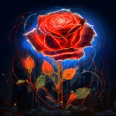 Boceto de una rosa roja en flor, con un solo pétalo y algunas líneas detalladas 2 de Kurt Heppke