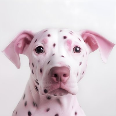 Fascinante primer plano de cerdo rosa sobre blanco animal dálmata manchas en el patrón de muaré 3 de Kurt Heppke