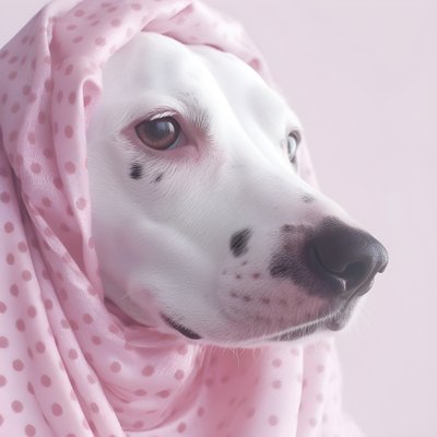 Fascinante primer plano de cerdo rosa sobre blanco animal dálmata manchas en el patrón de muaré 4 de Kurt Heppke