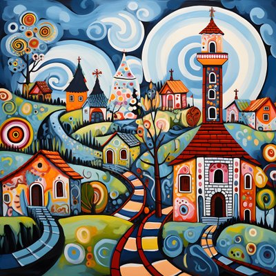Pintura de un pueblo búlgaro, iglesia ortodoxa 1 de Kurt Heppke