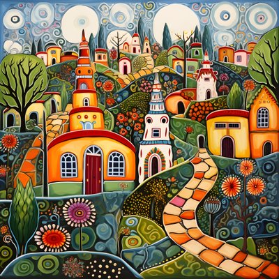 Pintura de un pueblo búlgaro, iglesia ortodoxa 2 de Kurt Heppke