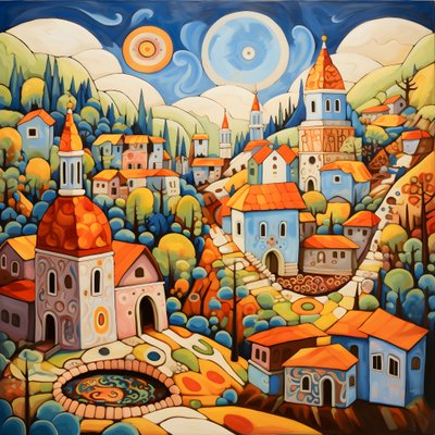 Pintura de un pueblo búlgaro, iglesia ortodoxa 4 de Kurt Heppke