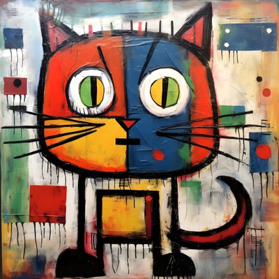 Lindo gato al estilo de Picasso, Joan Miró y Basquiat 2 de Kurt Heppke