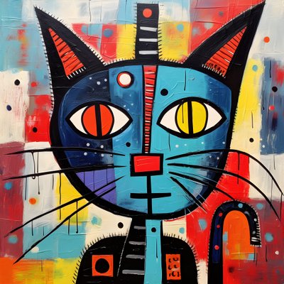 Lindo gato al estilo de Picasso, Joan Miró y Basquiat 4 de Kurt Heppke