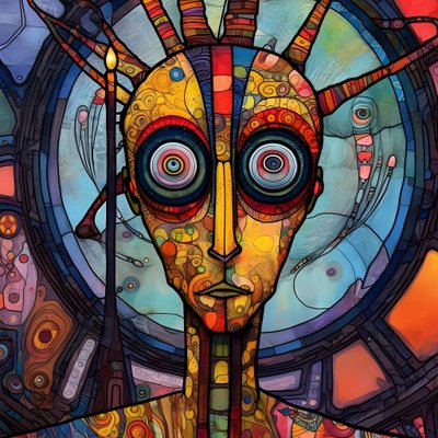 Carnaval Cajun Swamp Mutant Sci-Fi Droid, estilo artístico de Tim Burton y Beksinski 4 de Kurt Heppke