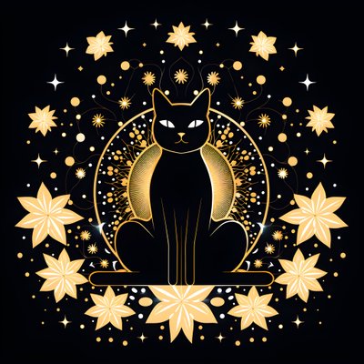 Gato en meditación sentado sobre una flor de loto 2 de Kurt Heppke