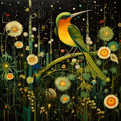 Colibríes y una rana en el bosque 3 de Kurt Heppke