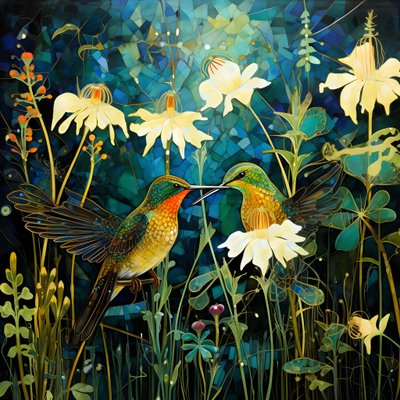 Colibríes y una rana en el bosque 4 de Kurt Heppke