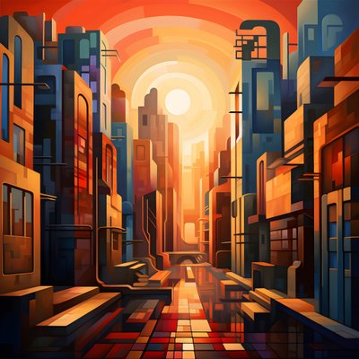 Pintura cubista de paisajes urbanos 1 de Kurt Heppke