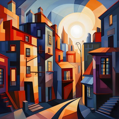 Paisaje urbano de estilo cubista 2 de Kurt Heppke