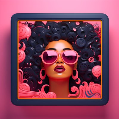 Obra de arte de una mujer negra en un marco de madera rosa, proclamando que es fuerte 3 de Kurt Heppke