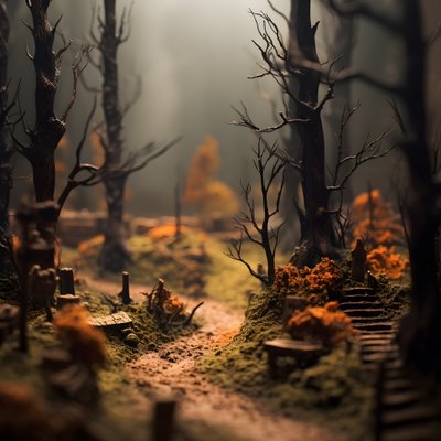 Bosque de Halloween en miniatura con árboles brumosos y una atmósfera espeluznante 3 de Kurt Heppke
