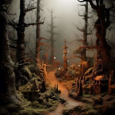Bosque de Halloween en miniatura con árboles brumosos y una atmósfera espeluznante 4 de Kurt Heppke
