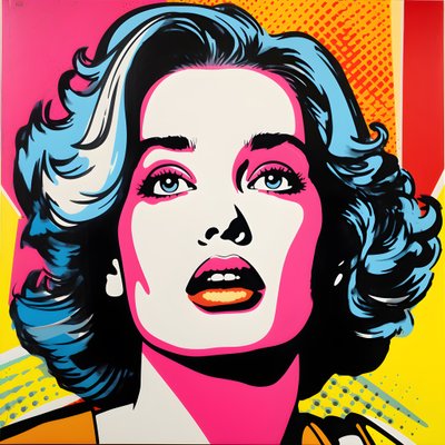 Retrato Pop Art, medio cuerpo, Colorido, gráfico, Matinal, al estilo de Andy Warhol, Roy Lichtenstein, Robert Rauschenberg, Jasper Johns, Keith Haring 4 de Kurt Heppke