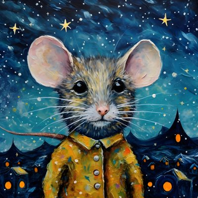 Retrato del ratón Animal Noche estrellada 1 de Kurt Heppke