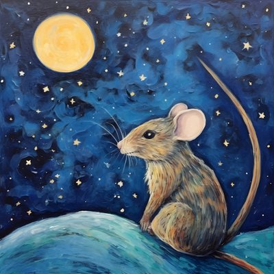 Retrato del ratón Animal Noche estrellada 2 de Kurt Heppke