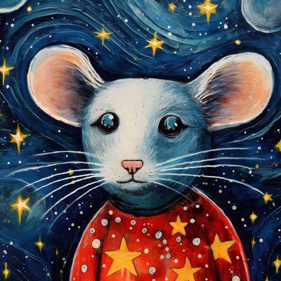 Retrato del ratón Animal Noche estrellada 4 de Kurt Heppke