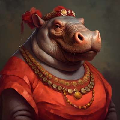 Retrato de un gran hipopótamo hembra republicano 2 de Kurt Heppke