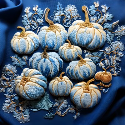 Stickereikuerbisse en Blautoenen 1 de Kurt Heppke