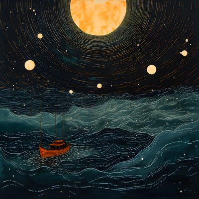 Dos barcos se deslizaban silenciosamente por aguas negras como la tinta hacia el remolino de Caribdis, con la luna llena como única luz en el mundo vacío del Mar del Norte. 2 de Kurt Heppke