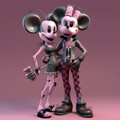 pesadilla antes de navidad punk rosa minnie y mickey mouse 1 de Kurt Heppke