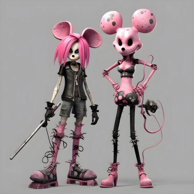 pesadilla antes de navidad punk rosa minnie y mickey mouse 3 de Kurt Heppke