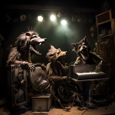 animatronics de animales espeluznantes, peludos y rotos que interpretan música en un escenario 3 de Kurt Heppke
