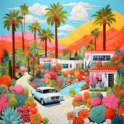 ilustración detallada de Palm Springs 1 de Kurt Heppke