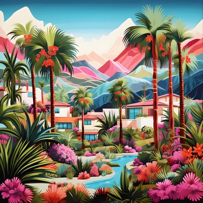 ilustración detallada de Palm Springs 3 de Kurt Heppke