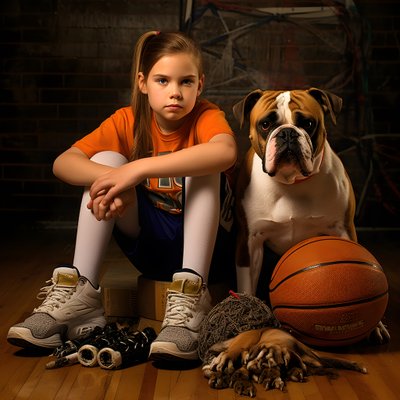 una niña de 10 años espera sentada con su perro en el suelo sosteniendo una carpeta con la foto 3 de Kurt Heppke