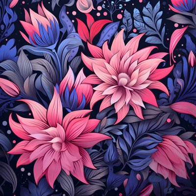 un ramo de flores en rosa y azul 1 de Kurt Heppke