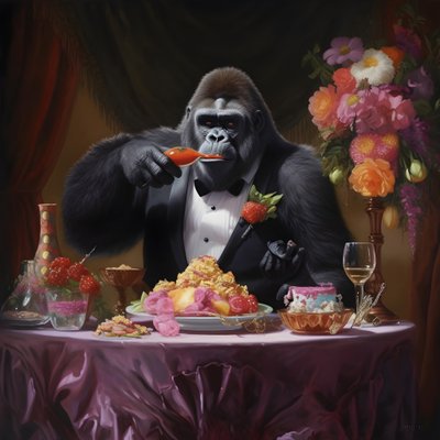 un gorila comiendo 1 de Kurt Heppke