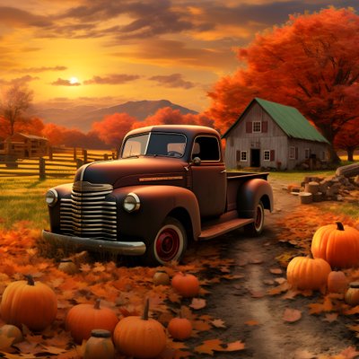 Una camioneta vintage en un atardecer de otoño 3 de Kurt Heppke