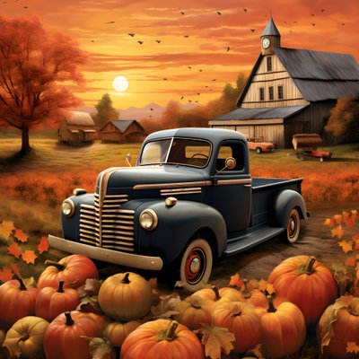 una vieja camioneta en una tarde de otoño al atardecer 1 de Kurt Heppke