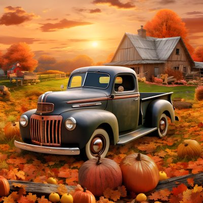 una vieja camioneta en una tarde de otoño al atardecer 2 de Kurt Heppke