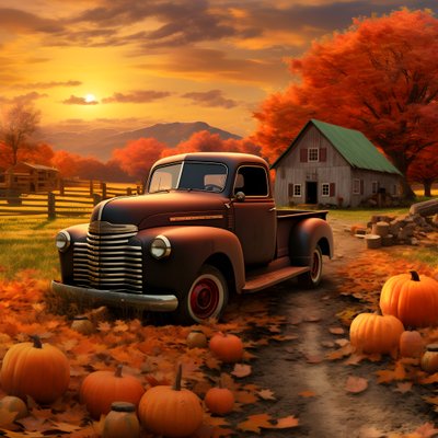 una vieja camioneta en una tarde de otoño al atardecer 3 de Kurt Heppke