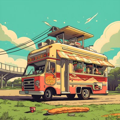 un cartel artístico para un evento de food trucks en un parque de skate del norte de California 2 de Kurt Heppke